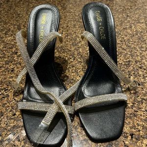 Black rhinestone heels